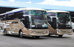 >Bus Baru PO SPS Travel Meluncur dari Karoseri New Armada, Pakai Bodi Skylander R22 FL Vision 8 Touring