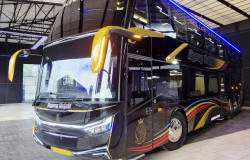 >Bus Double Decker Baru PO Agung Sejati Meluncur dari Karoseri Laksana, Kabinnya Mewah!