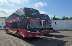 >Dua Bus Double Decker Baru PO Agra Mas Segera Mengaspal, Pakai Bodi Jetbus 5 SDD