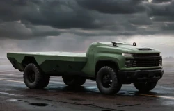 >Truk Militer "Buntung" Chevrolet Silverado 3500HD Bisa Bawa Logistik Sampai Evakuasi Korban 